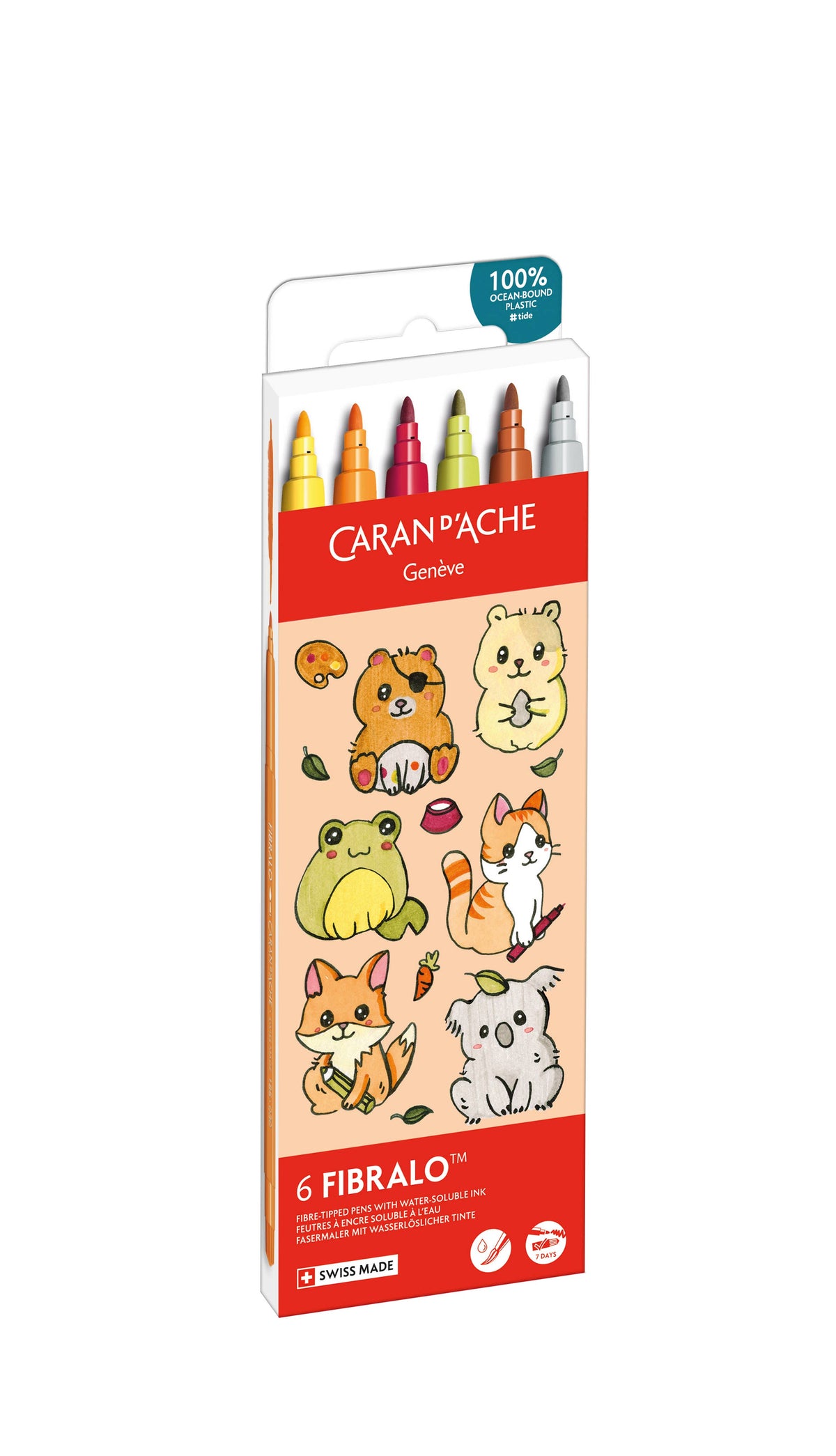 Kawaii Set of 6 Fibralo Cute Animals Markers