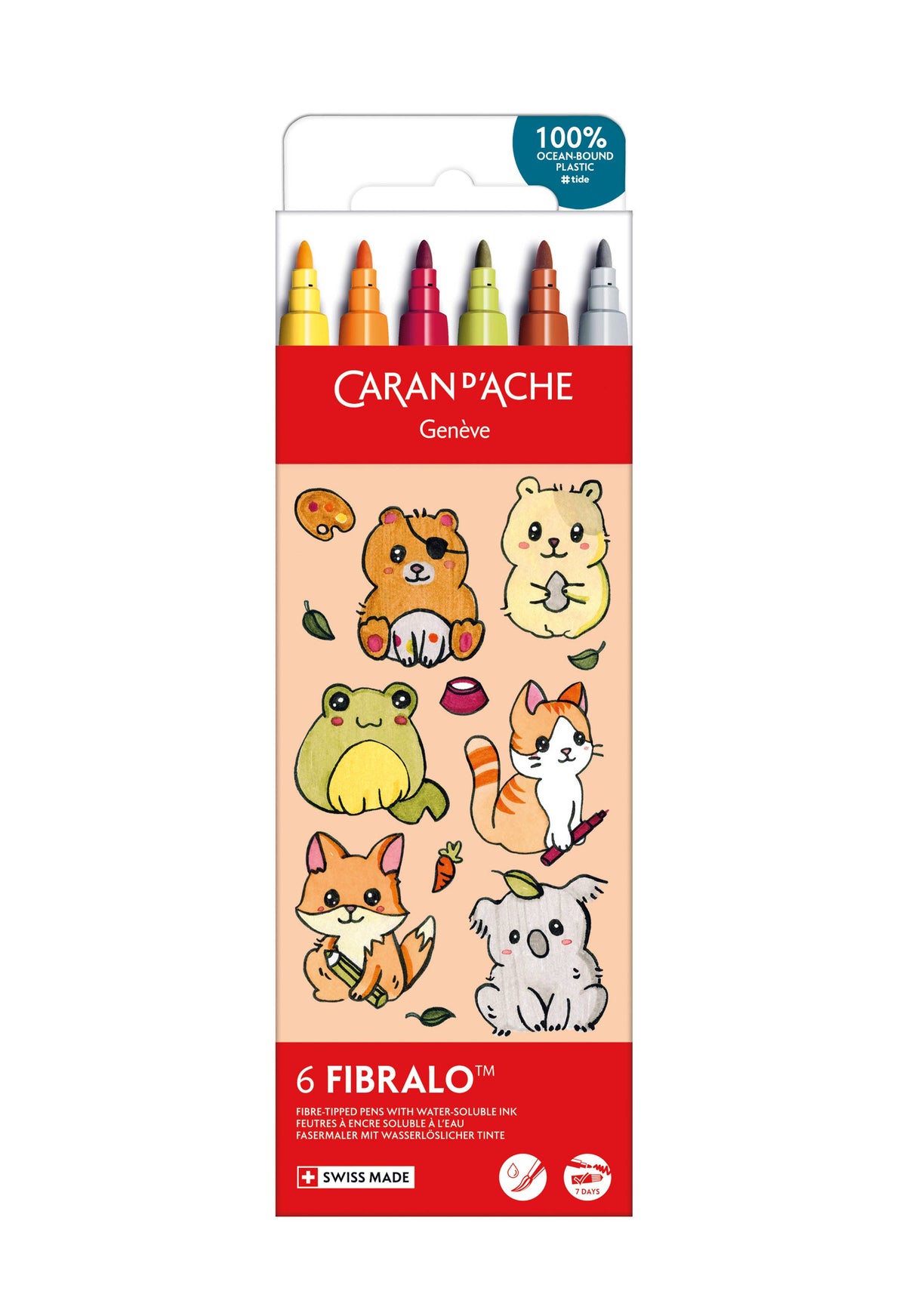 Kawaii Set of 6 Fibralo Cute Animals Markers