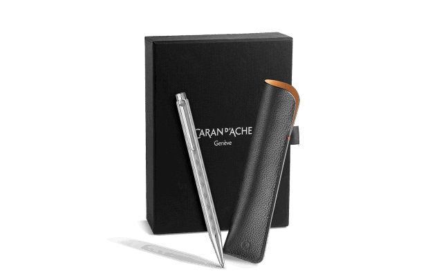 Ecridor™ Tresse Platinum-Coated Ballpoint Pen + Leather Case