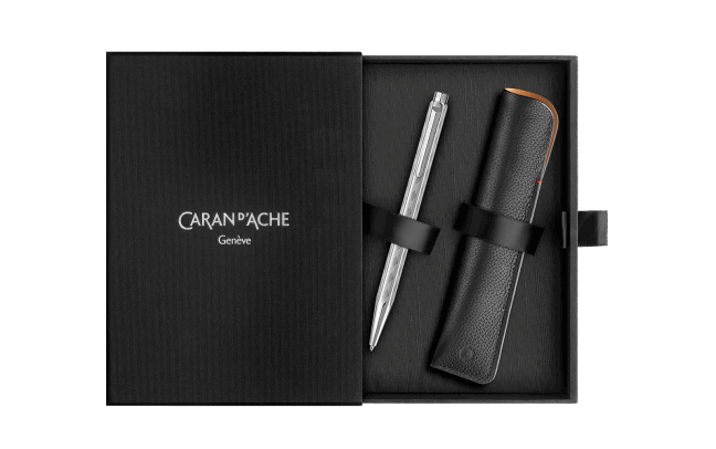 Ecridor™ Tresse Platinum-Coated Ballpoint Pen + Leather Case
