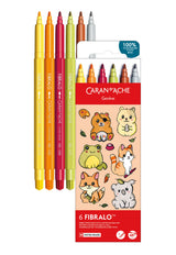 Kawaii Set of 6 Fibralo Cute Animals Markers