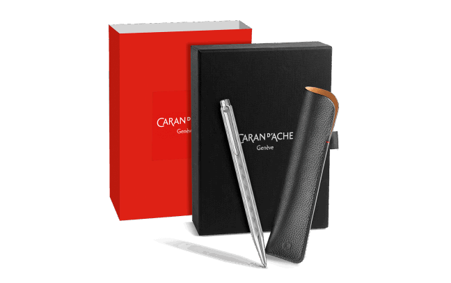 Ecridor™ Tresse Platinum-Coated Ballpoint Pen + Leather Case